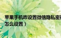 苹果手机咋设置微信隐私密码（苹果手机微信设置隐私密码怎么设置）