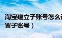 淘宝建立子账号怎么设置（淘宝怎么创建并设置子账号）