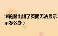 浏览器出错了页面无法显示（浏览器出现此页面无法正确显示怎么办）