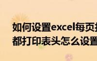 如何设置excel每页打印表头（Excel表每页都打印表头怎么设置）