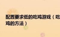 配置要求低的吃鸡游戏（吃鸡配置要求高吗?低配置流畅吃鸡的方法）