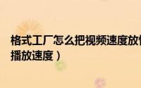 格式工厂怎么把视频速度放慢（如何利用格式工厂调整视频播放速度）