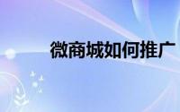 微商城如何推广（微商城怎么做）
