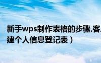 新手wps制作表格的步骤,客户登记表（wps表格如何简单创建个人信息登记表）
