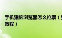 手机猎豹浏览器怎么抢票（猎豹浏览器手机版春运抢票详细教程）