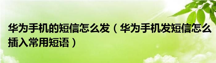 华为手机的短信怎么发（华为手机发短信怎么插入常用短语）