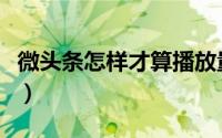 微头条怎样才算播放量（微头条怎样才有收益）