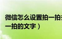 微信怎么设置拍一拍并说话（微信怎么设置拍一拍的文字）