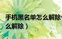 手机黑名单怎么解除vivox21（手机黑名单怎么解除）