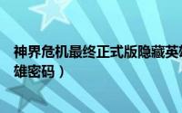 神界危机最终正式版隐藏英雄密码（神界危机各版本隐藏英雄密码）