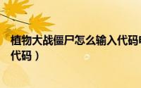 植物大战僵尸怎么输入代码电脑版（植物大战僵尸怎么输入代码）
