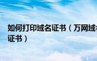 如何打印域名证书（万网域名证书在哪里怎么打印万网域名证书）