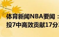 体育新闻NBA要闻：老将作用格里芬全场11投7中高效贡献17分3板