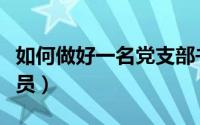 如何做好一名党支部书记（如何做好一名信贷员）
