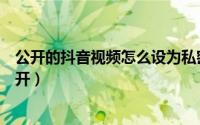 公开的抖音视频怎么设为私密（抖音私密视频怎么设置为公开）