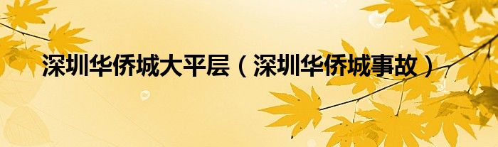 深圳华侨城大平层（深圳华侨城事故）