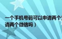 一个手机号码可以申请两个支付宝吗（一个手机号码可以申请两个微信吗）