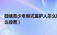 微信青少年模式监护人怎么解锁（微信青少年模式监护人怎么设置）