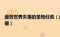 魔兽世界失落的圣物任务（魔兽世界任务埃匹希斯圣物怎么做）