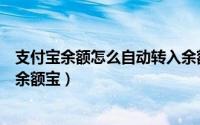 支付宝余额怎么自动转入余额宝（支付宝余额怎么自动转入余额宝）