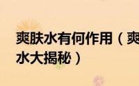 爽肤水有何作用（爽肤水的作用是什么 爽肤水大揭秘）