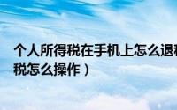 个人所得税在手机上怎么退税操作（手机办理个人所得税退税怎么操作）