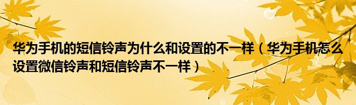 华为手机的短信铃声为什么和设置的不一样（华为手机怎么设置微信铃声和短信铃声不一样）