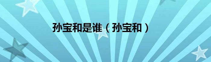 孙宝和是谁（孙宝和）