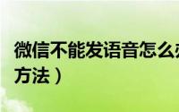 微信不能发语音怎么办（微信发不了语音解决方法）