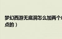 梦幻西游无底洞怎么加两个单位血（梦幻西游无底洞怎么加点的）