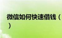 微信如何快速借钱（微信如何快速借钱3000）