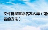 文件批量重命名怎么弄（如何批量重命名文件文件批量重命名的方法）