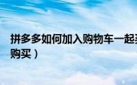 拼多多如何加入购物车一起买（拼多多如何加入购物车一起购买）