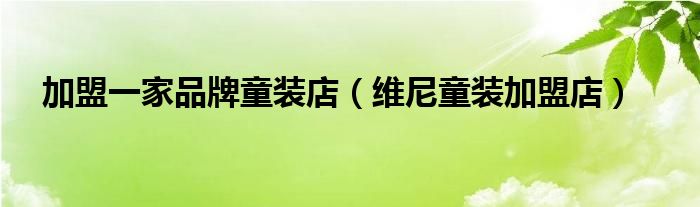 加盟一家品牌童装店（维尼童装加盟店）