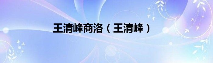 王清峰商洛（王清峰）