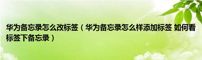 华为备忘录怎么改标签(华为备忘录怎么样添加标签 如何看标签下备忘录)