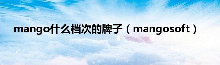 mango什么档次的牌子（mangosoft）