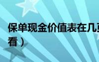 保单现金价值表在几页（保单现金价值表怎么看）