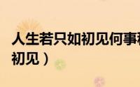 人生若只如初见何事秋风悲画扇（人生若只如初见）