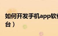 如何开发手机app软件（如何开发手机app平台）