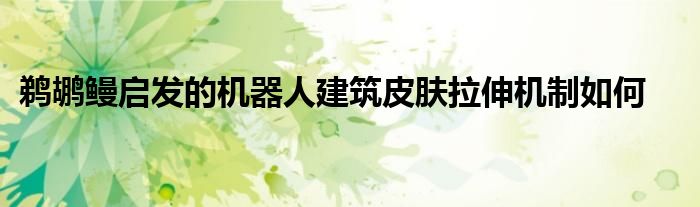 鹈鹕鳗启发的机器人建筑皮肤拉伸机制如何