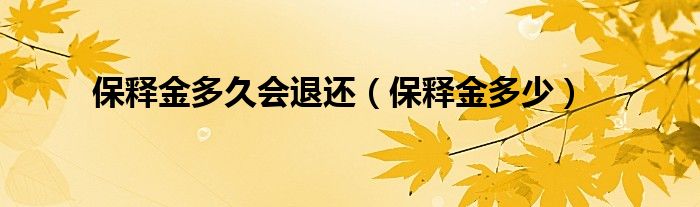 保释金多久会退还（保释金多少）