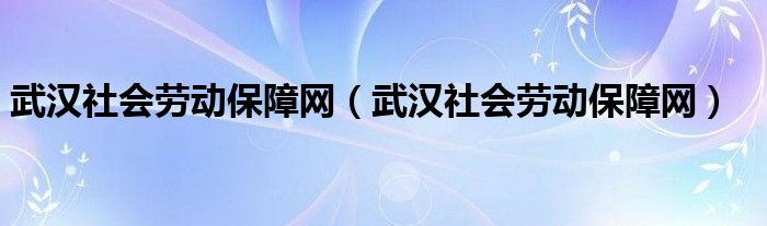 武汉社会劳动保障网（武汉社会劳动保障网）