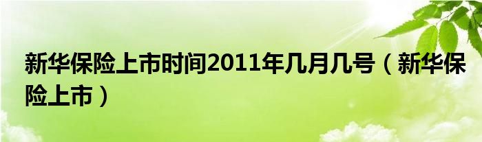 新华保险上市时间2011年几月几号（新华保险上市）