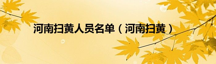 河南扫黄人员名单（河南扫黄）