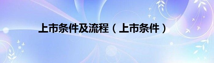 上市条件及流程（上市条件）