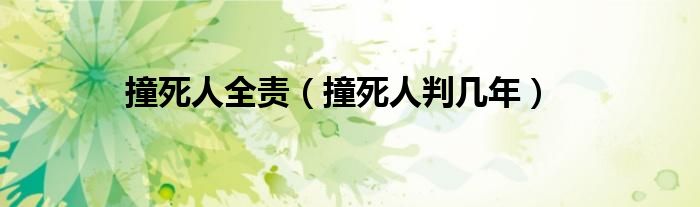 撞死人全责（撞死人判几年）