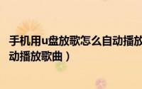 手机用u盘放歌怎么自动播放（如何设置U盘插入电脑就能自动播放歌曲）