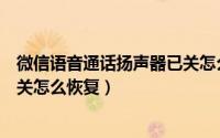 微信语音通话扬声器已关怎么开启（微信语音通话扬声器已关怎么恢复）