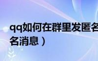 qq如何在群里发匿名消息（qq群里如何发匿名消息）
